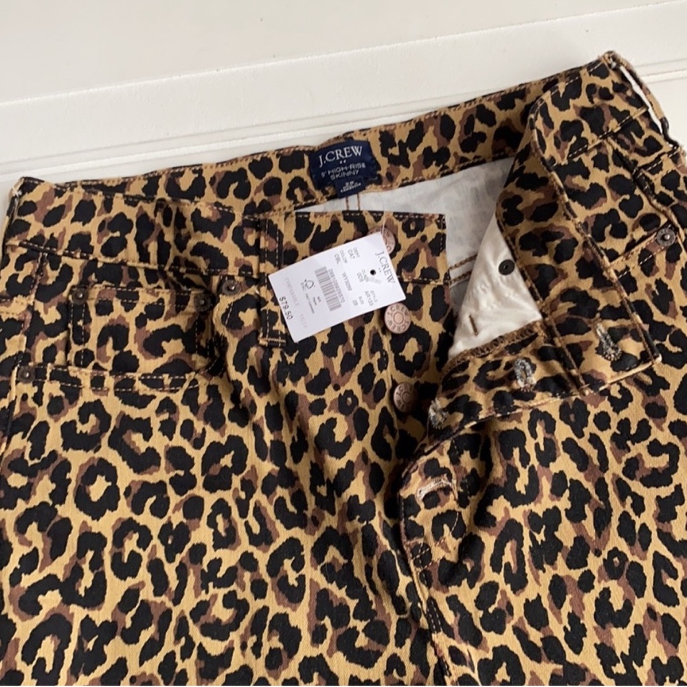 NWT J. Crew 9” High Rise Leopard Print Skinny Jeans Size 28 - Picture 4 of 7